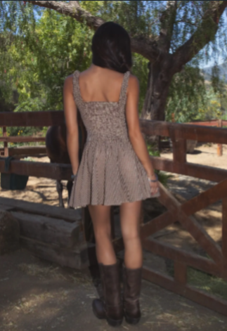 Ghingeham square neckline praire girl mini dress